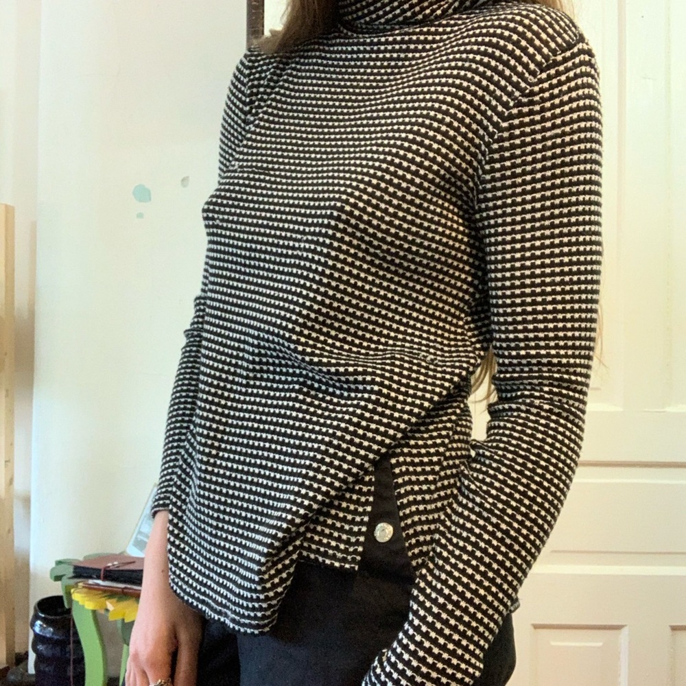 Black and white turtleneck